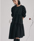 Studded Puff Sleeve Flare Dress